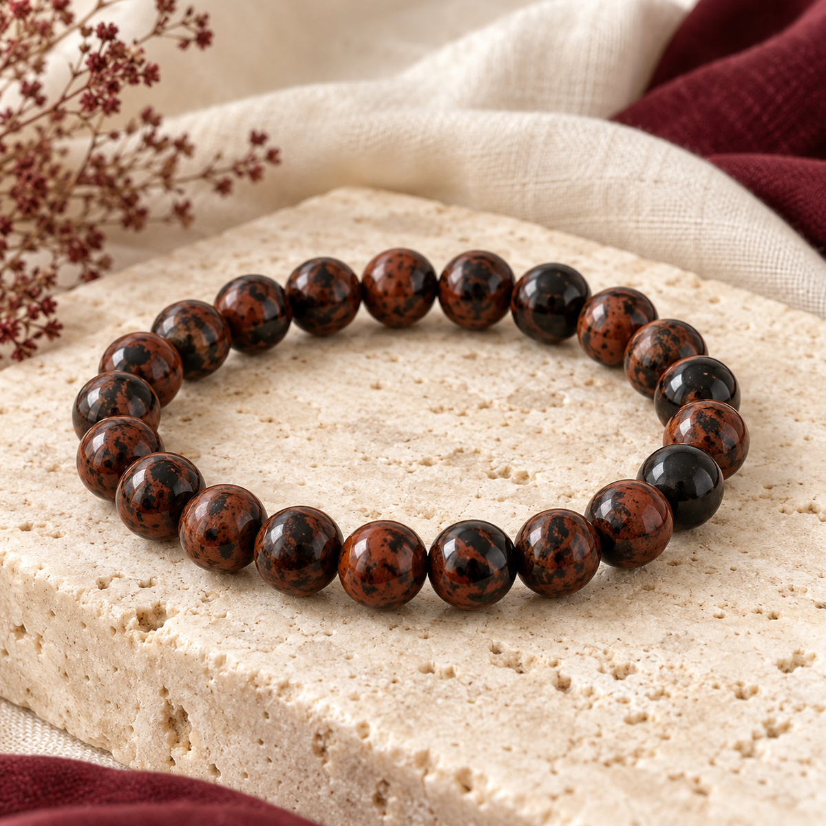 Bracelet en Obsidienne acajou