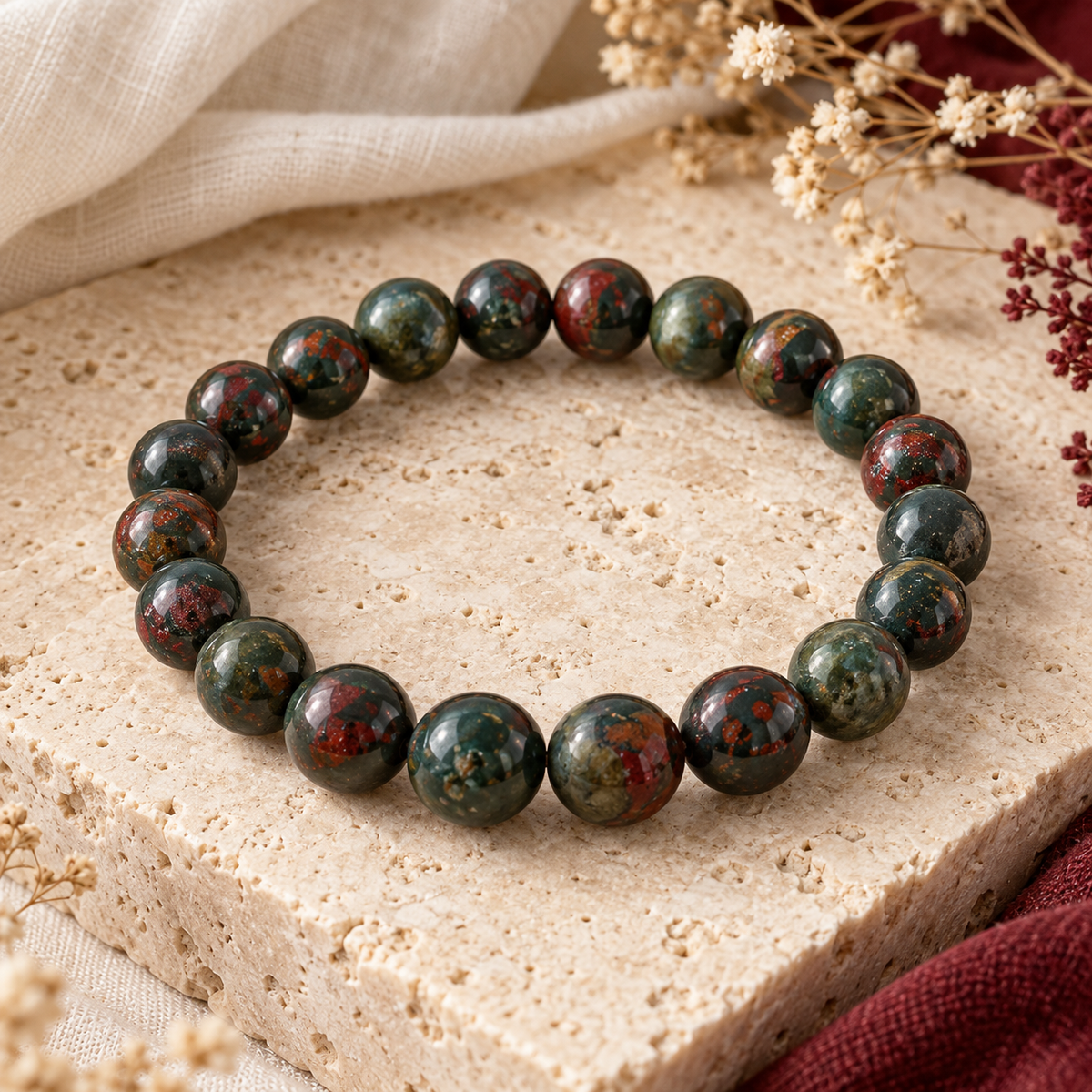 Bracelet en Pierre de sang africaine (African Blood)