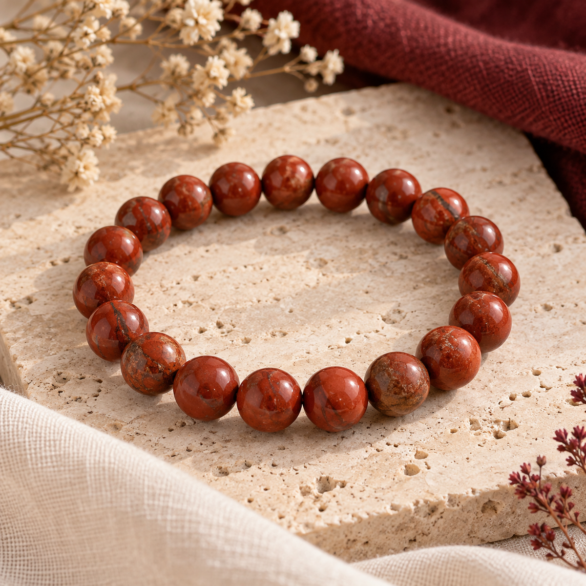 Bracelet en Jaspe rouge