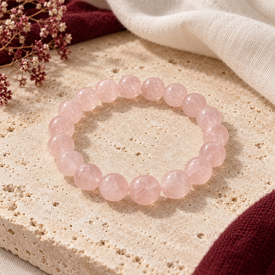 Bracelet en quartz rose